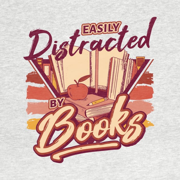 Retro Easily Distracted by Books // 90s Style Funny Book Lover by SLAG_Creative